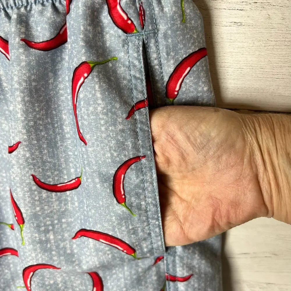 Trunks Surf & Swim Co. Swim Shorts Mens Size L/G Blue Red Hot Chili Pepper